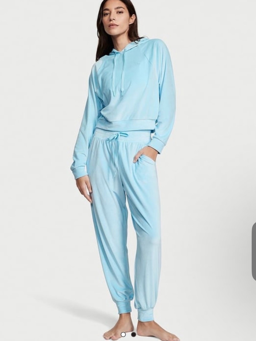 Victoria Secret Light Blue Women's Cozy Jogger Pants and hoodie 💙 SET of TWO